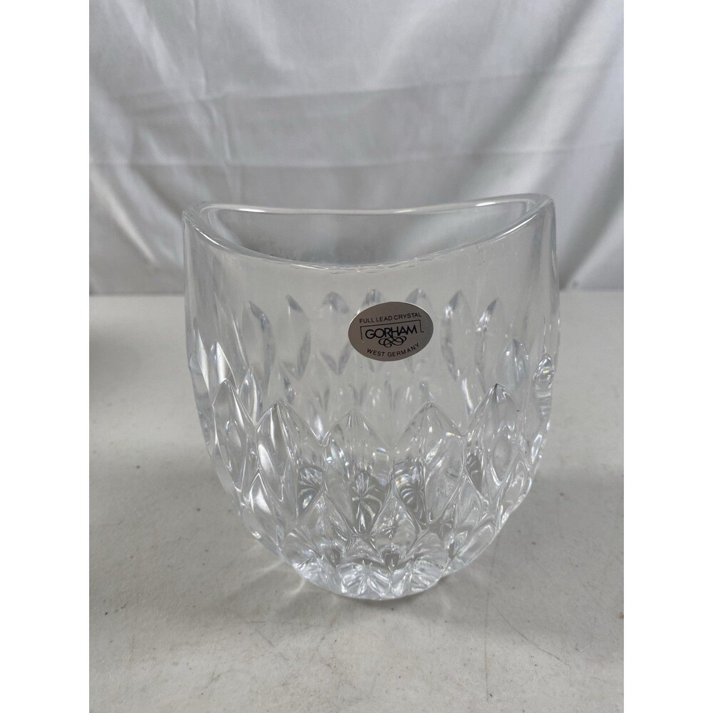 Gorham Full Lead Crystal Althea Collection Oval Pocket Vase 4.75” West Germany